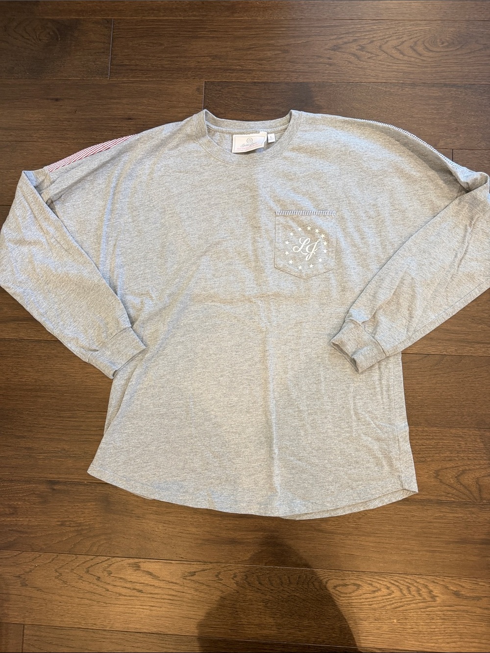 Lauren James American Flag Gray Long Sleeve T-Shirt Large - C8-088